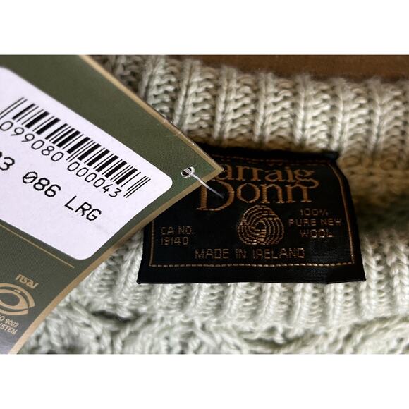 Vintage Carraig Donn Aran Cable Knit Sweater Size Large Fisherman Wool Ireland - Picture 6 of 8